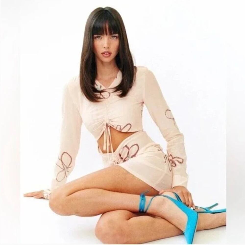 With Jean $259 Long Sleeve Floral Cutout Mini Dress